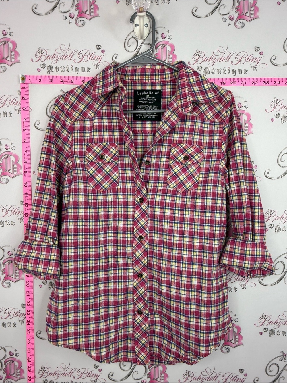 Lashalie.w shirt Pink Plaid Button-Up Shirt